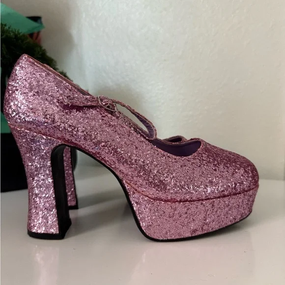 Mary Jane Sparkling Pink Heels like new - Picture 3 of 9